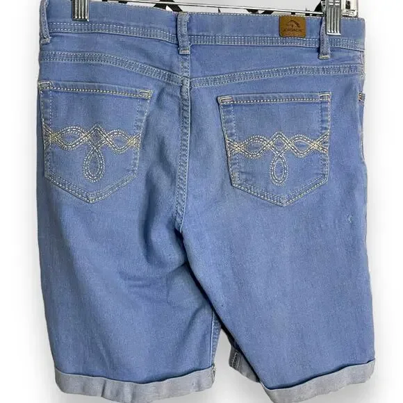 Jordache Bermuda Shorts Girls 16 Blue Casual Pockets Y2K Retro Stretch Academia - Picture 3 of 7